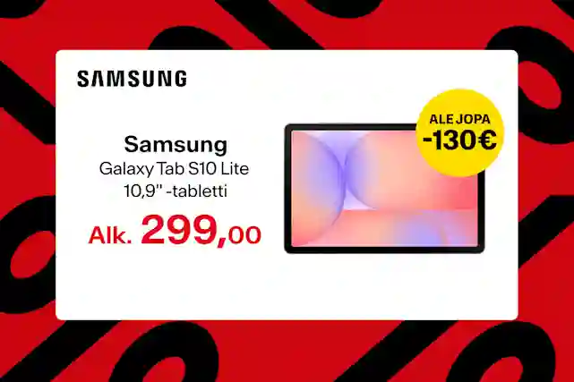 Samsung Galaxy Tab S10 Lite 10,9" -tabletti, alkaen 299,00 euroa. Ale jopa -130 euroa.
