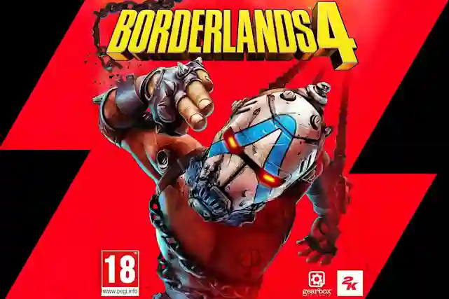 Syyskuussa julkaistaa uusi Borderlands 4 -peli. Punaisen taustan edessä Borderlands pelistä hahmo jolla on naamari ja hänene yläpuolella teksti:"Borderlands 4".