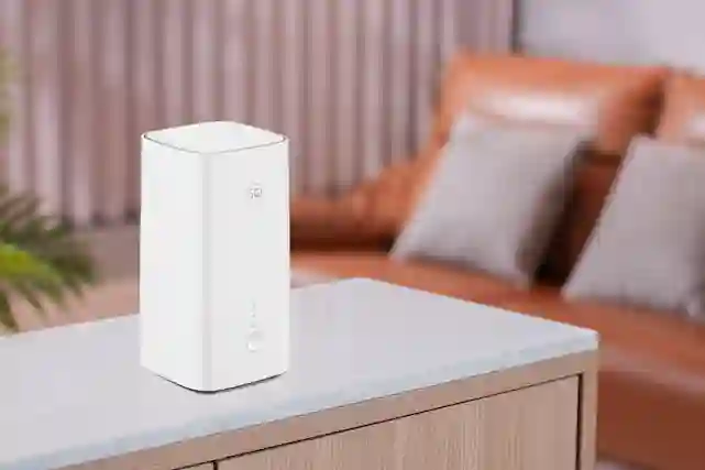 Wi-Fi router on a living room table.