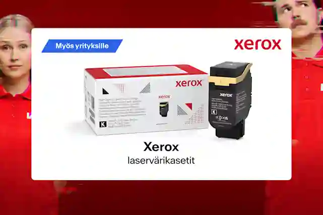 Kuvassa Xerox laservärikasetti laatikko ja itse kasetti. Myös yrityksille!