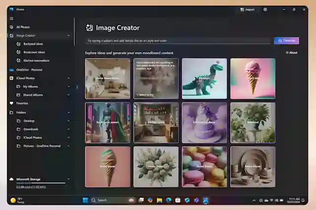 Kuvassa Copilot Image Creator. Mahdollisuus rakentaa oma kuva tekoälyn avulla.
