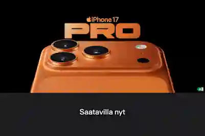 iPhone 17 pro - saatavilla nyt! Kuvassa uusi oranssi iPhone 17 pro puhelin.