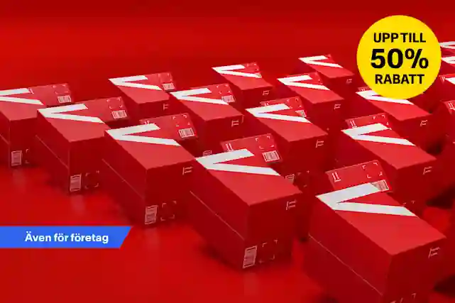 Röda Verkkokauppa.com-kartonger fyllda med fyndvaror står uppradade på lagret. Vissa produkter levereras hem på under en timme. Rea upp till 50 %. Gäller även företag. Handla nu!
