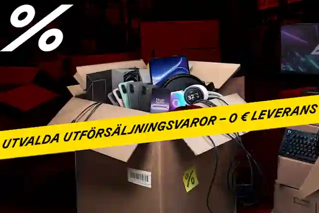 Kartongboxar fulla med elektronik, som smartphones, bärbara datorer och hörlurar. Utvalda restpartier - fri frakt.