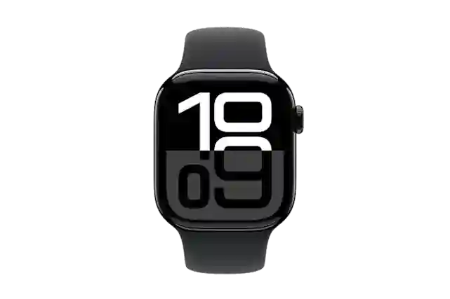Apple Watch Series 10 (GPS) 42 mm peilimusta alumiinikuori ja musta urheiluranneke. Ostoksille!