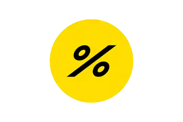 Keltainen pallo prosenttimerkillä