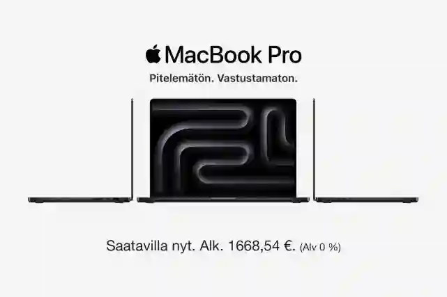 MacBook Pro. Pitelemätön. Vastustamaton. Saatavilla nyt. Alk. 1668,54 €. (Alv 0 %)