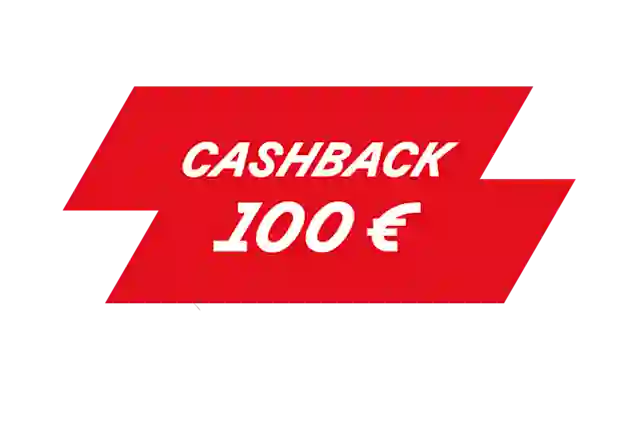 Pallura, jossa teksti:"Cahsback -100 €".