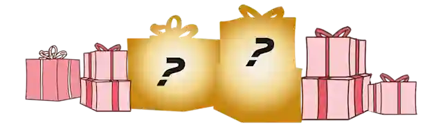 Lahjapaketteja iso kasa ja keskellä muutama mysteeri lahjapaketti.