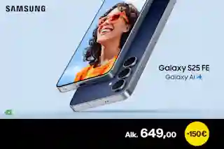Samsung Galaxy S25 FE – Galaxy AI. Alk. 649,00 € ja –150 € nyt kun ostat!