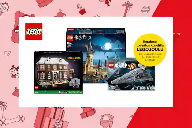 Harvinaisia Lego-paketteja. Ilmainen toimitus koodilla LEGOJOULU kun ostat vähintäänm 40 €:lla LEGO-tuotteita.