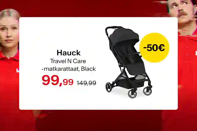 Hauck Travel N Care -matkarattaat hintaan 99,99 € (norm. 149,99 €).