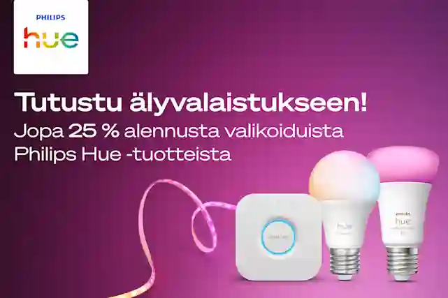 Philips Hue -älylamppu. Tutustu älyvalaistukseen! Jopa 25% alennusta valikoiduista Philips Hue -tuotteista.