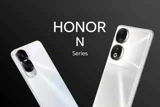 Teksti:" Honor N Series" ja alapuolella kaksi puhelinta.