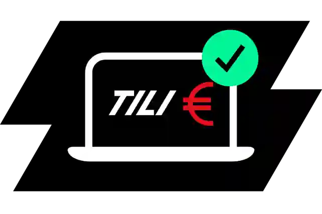 En bärbar dators skärm som visar Verkkokauppa.com Tili, ett eurotecken och en bock.