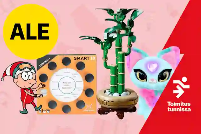 Lelu ALE on alkanut. Tonttu esittelee joulun kuumimpia lahjoja, jotka saa nyt alennuksella. Myös nämä saat tunnin toimituksella!