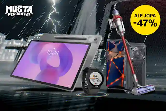 Tabletti, älykello ja puhelin ovat sateisessa ja synkässä tunnelmassa. Katso puhelimien, tablettien ja kellojen Musta Perjantai -tarjoukset!