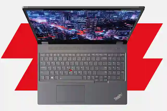 Punaisella taustalla kuva kannettavasta tietokoneesta jossa näkyy mustat ääriviivat.