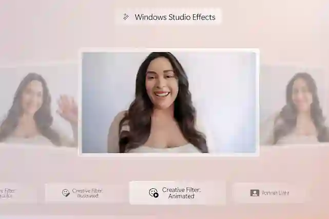 Kuvassa Windows Studio Effects avattuna tietokone näytöllä. Valmiina muokkaamaan puhelun video kuvaa paremmaksi.