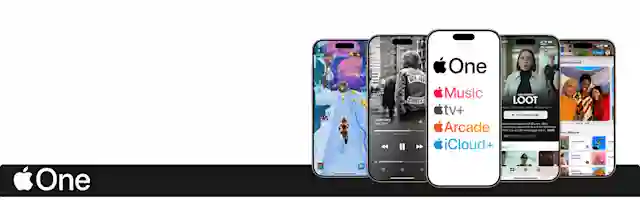 Apple One sisältää seuraavat palvelut -  Apple Music, Apple TV+, Apple Arcade ja Apple iCloud+.