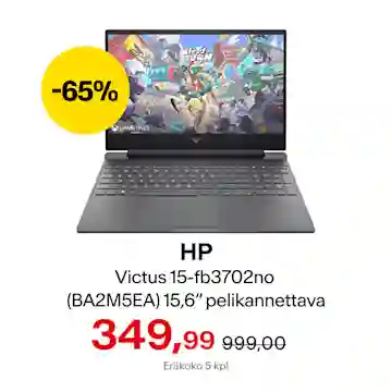 VICTUS 15-fb3702no (BA2M5EA) 15,6" pelikannettava 349,99 € (norm. 999,00 €). Eräkoko 5 kpl. Vain Helsingin myymälästä superlauantaina.