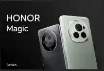 Honor Magic -sarjasta kaksi puhelinta kuvassa. Harmaa ja vihreä.