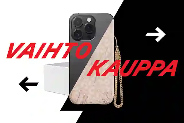 Vanha puhelin vaihtuu uuteen. Vaihtokauppa.