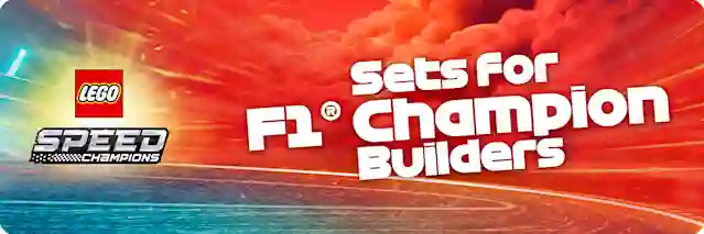 LEGO Speed Champions -logo. Teksti:" Sets for F1 Champion Builders".