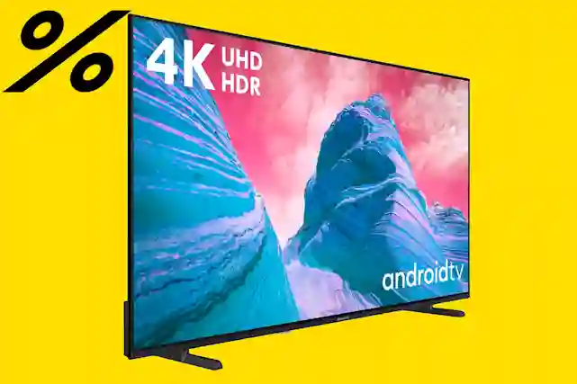 Musta prosentti logo ja vieressä Procaster televisio. Tutustu tarjouksiin!