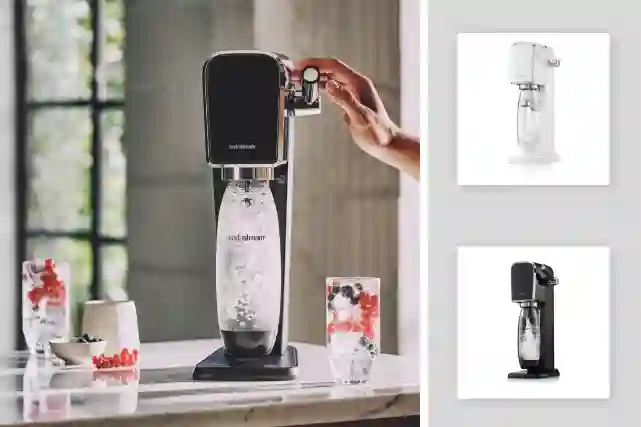 SodaStream Art -hiilihapotuslaitteella tehdään kuplajuomia keittiössä.