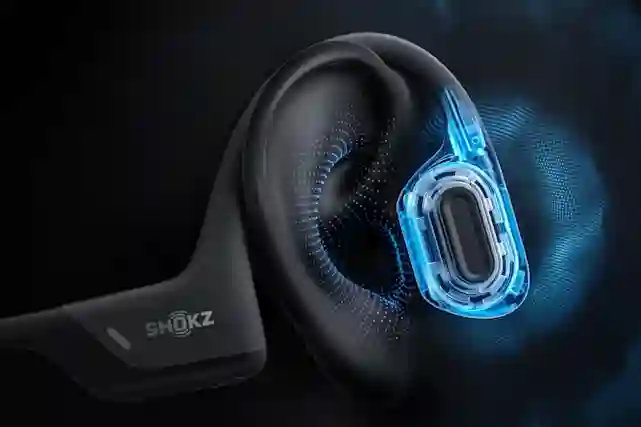 Kuvassa luujohdekuulokkeiden tegnologian esittäminen tietokoneella luodussa kuvassa.