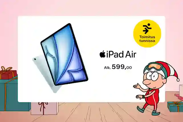 Apple iPad Air Alk. 599 €. Tonttu suosittelee pukinkonttiin. Toimitus tunnissa.