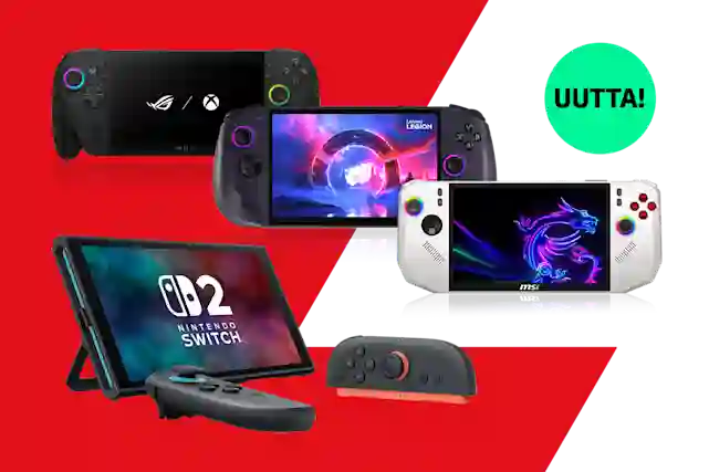 Käsikonsoleita pelaamiseen. Nintendo Switch, ASUS ROG Ally XBOX, Lenovo Legion Go (Steam OS) ja MSI Claw. Uutta!