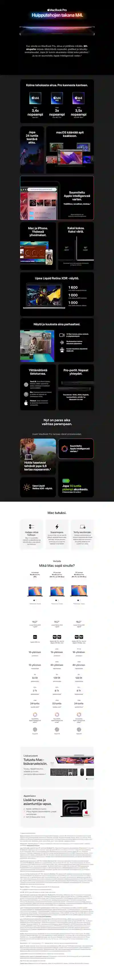 Apple MacBook Pro  M4 tuotetietoja ja uusia ominaisuuksia.