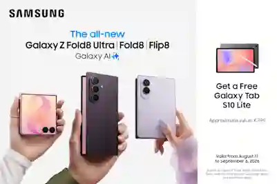 Get a Samsung Galaxy Z Fold8 Ultra, Fold8, or Flip8 phone and receive a Galaxy Tab S10 Lite tablet free, worth €399.