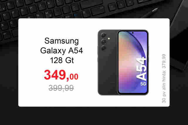 Samsung Galaxy A54 128gt 349,00 €.