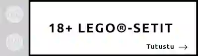 Lego-palikan sisällä teksti:"18+ LEGO-setit". Tutustu!