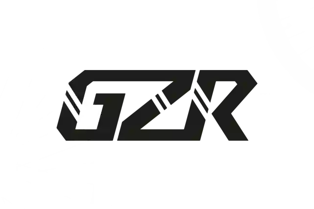 GZR-logo kaksin haaleaa pyöränrengasta taustalla.