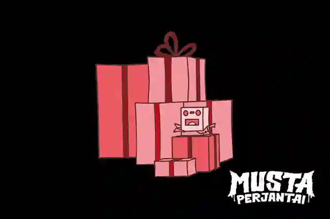 Musta tausta jonka edessä on piirrettyjä joululahjapaketteja kasassa. Oikeassa alakulmassa Musta Perjantai -logo. Nyt ostoksille!