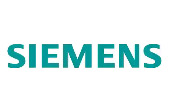 Siemens-logo turkoosilla värillä valkoisella taustalla.