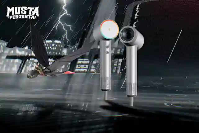 Synkässä ja sateisessa ilmassa liitelee lelulohikäärme ja maantasolla on hiustenkuivaaja. Katso harrastusten ja vapaa-ajan Musta Perjantai -tarjoukset!