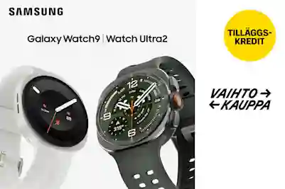 Samsung Galaxy Watch9 och Watch Ultra2 smartklockor. Extra ersättning när du gör en Vaihtokauppa vid köp av ny klocka.