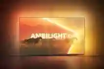 Ambilight tv. TV:n kuvassa hevoset juoksevat auringonlaskussa. Ambilightit tekevät kullankeltaisesta auringonlaskusta näyttävän luomalla uppouttavan katselukokemuksen