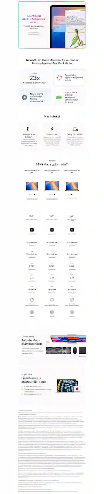 Vertailutaulukossa kolme eri MacBokkia. MacBook Air M4 nyt saatavilla, jopa tunnin toimituksella!