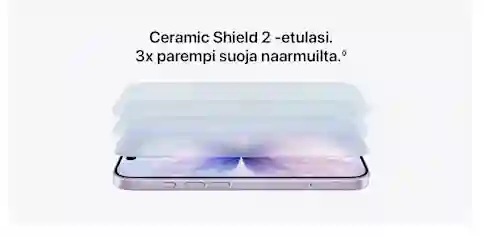 Smartphone screen protection with a layered structure, where Ceramic Shield 2 front glass offers triple the scratch resistance.