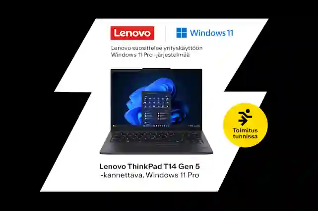 Lenovo Windows 11. Lenovo suosittelee yrityskäyttöön Windows 11 Pro -järjestelmää. Lenovo ThinkPad T14 Gen 5 -kannettava WQindows 11 pro.