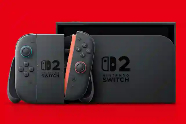 Nintendo Switch 2 -pelikonsoli kuvattuna läheltä. Ostoksille!