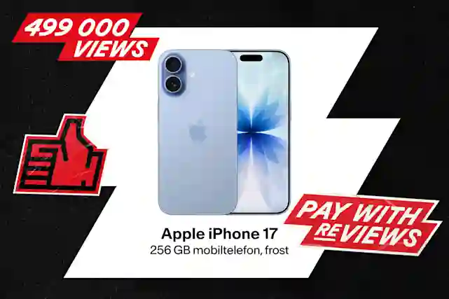 Ljusblå Apple iPhone 17-telefon. 269 000 visningar. Betygsätt produkten och lös in.