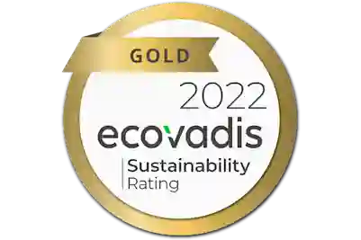 Teksti:"Gold 2022 ecovadis - Sustainability Rating".