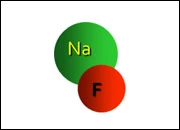 Image 3D d’une molécule de fluorure de sodium.